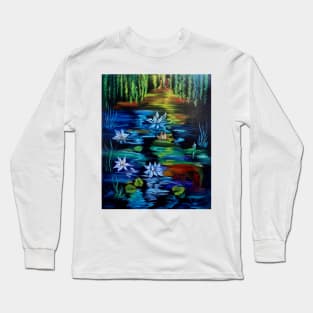 Lotus Floating on Monet"s Pond Long Sleeve T-Shirt